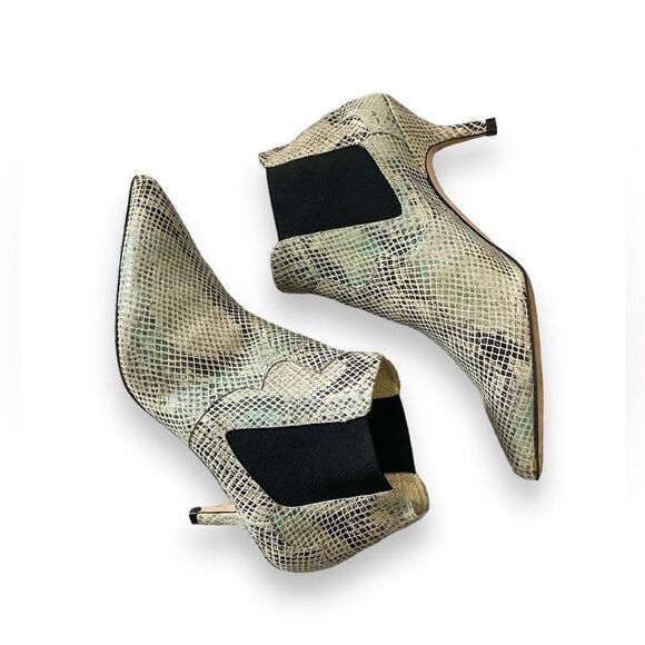 Ivylee Copenhagen Snakeskin Booties Leather Beige Black and Green Rare Size 7 - Picture 2 of 7